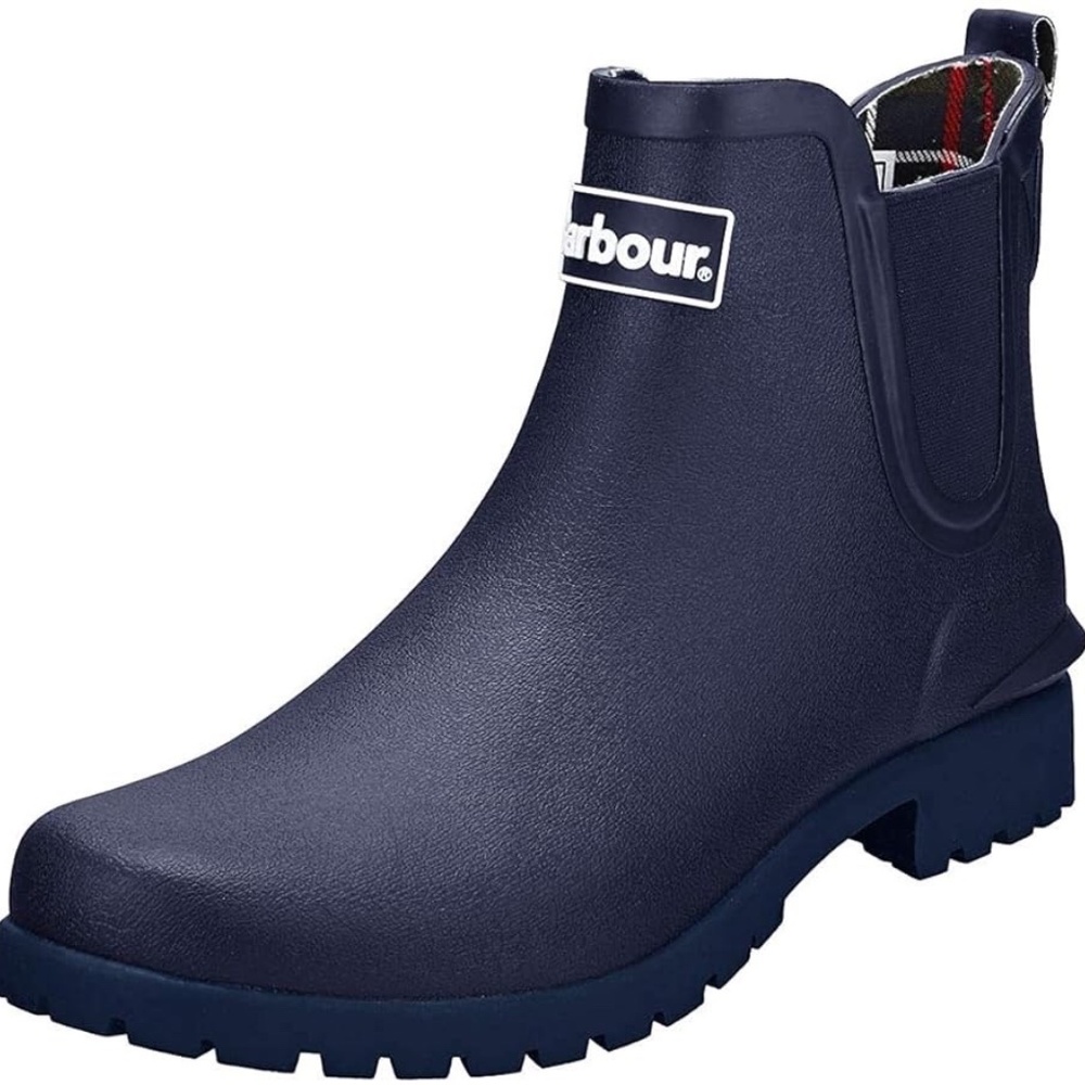 NEW Barbour Women's Wilton Wellington Ankle Rain Boots WATERPROOF BOOTIES Navy - Picture 2 of 5